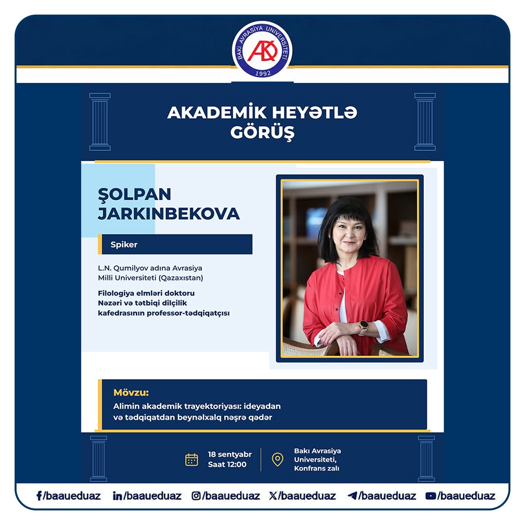"Alimin akademik trayektoriyası: ideyadan və tədqiqatdan beynəlxalq nəşrə qədər" mövzusunda seminar keçiriləcək