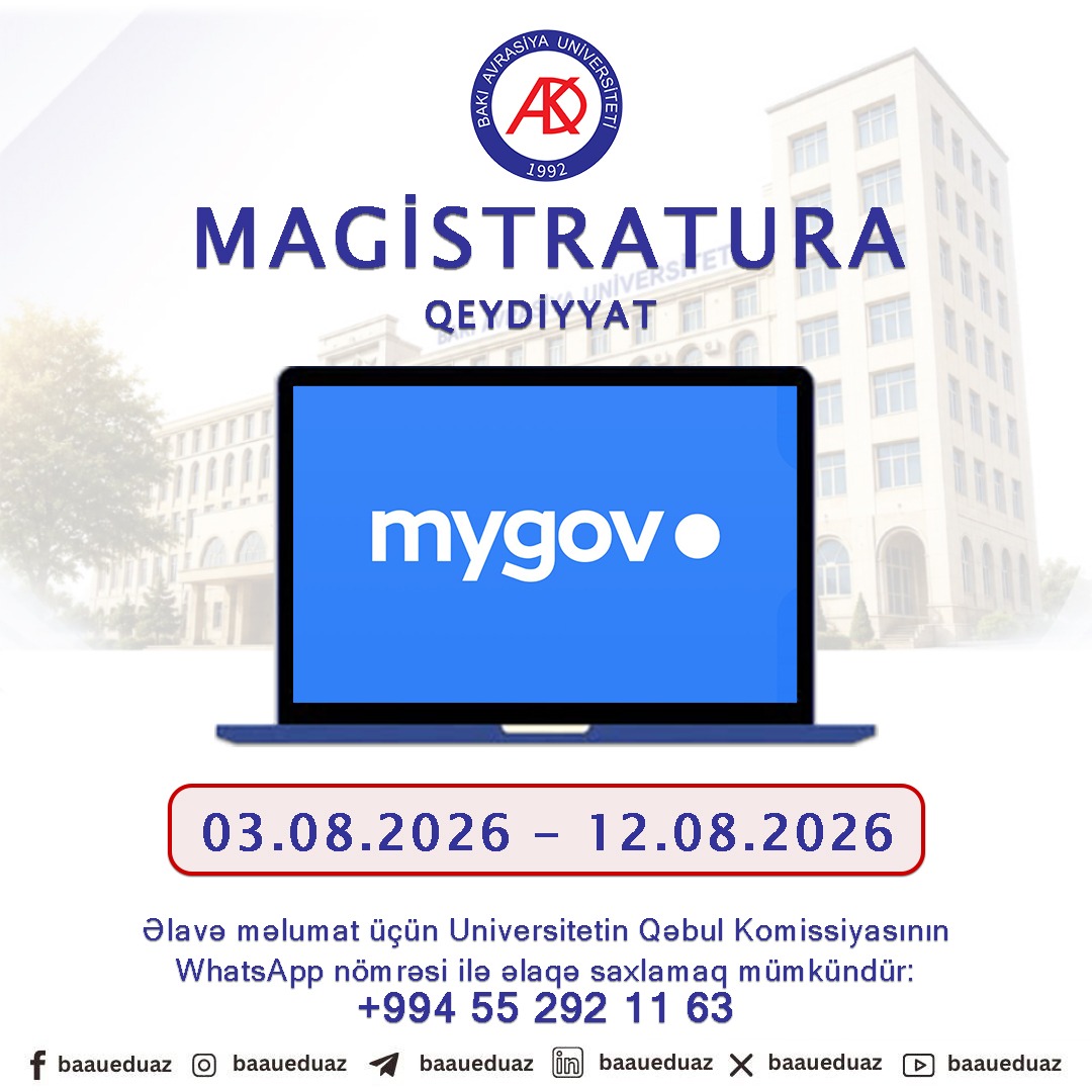 BAAU-nun magistraturasına qəbul olanların nəzərinə