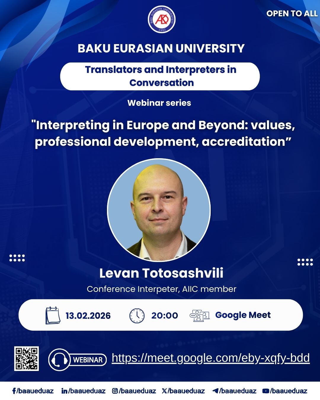 “Translators and Interpreters in Conversation” adlı vebinar keçiriləcək