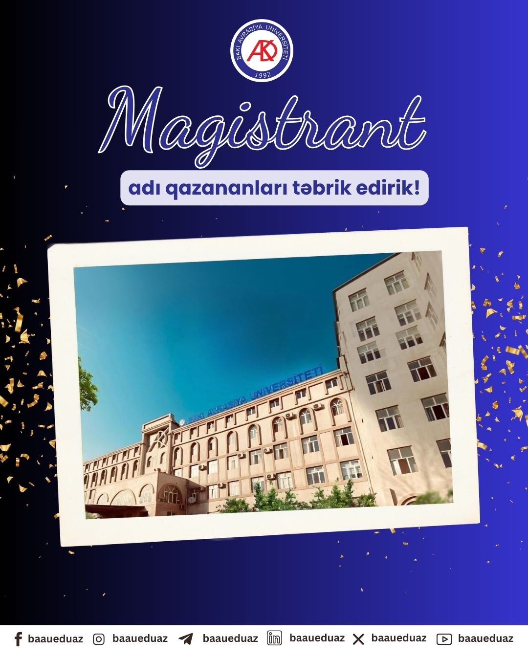 BAAU-da magistraturaya qəbul olan bakalavrların nəzərinə