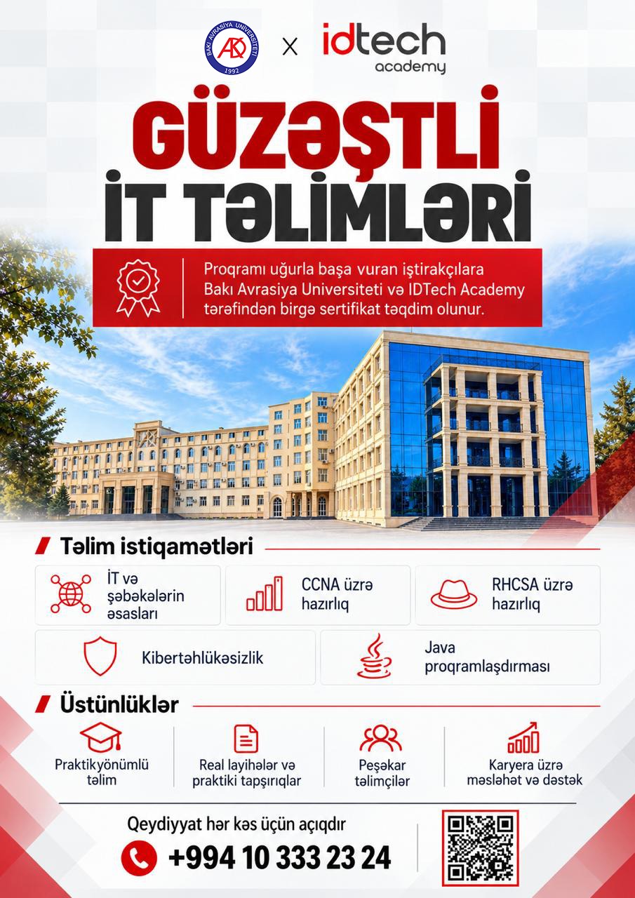 Universitetimiz IDTech Academy ilə birlikdə güzəştli IT təlimlərinə başlayır