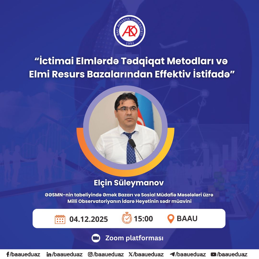 “İctimai elmlərdə tədqiqat metodları və elmi resurs bazalarından effektiv istifadə” mövzusunda onlayn təlim