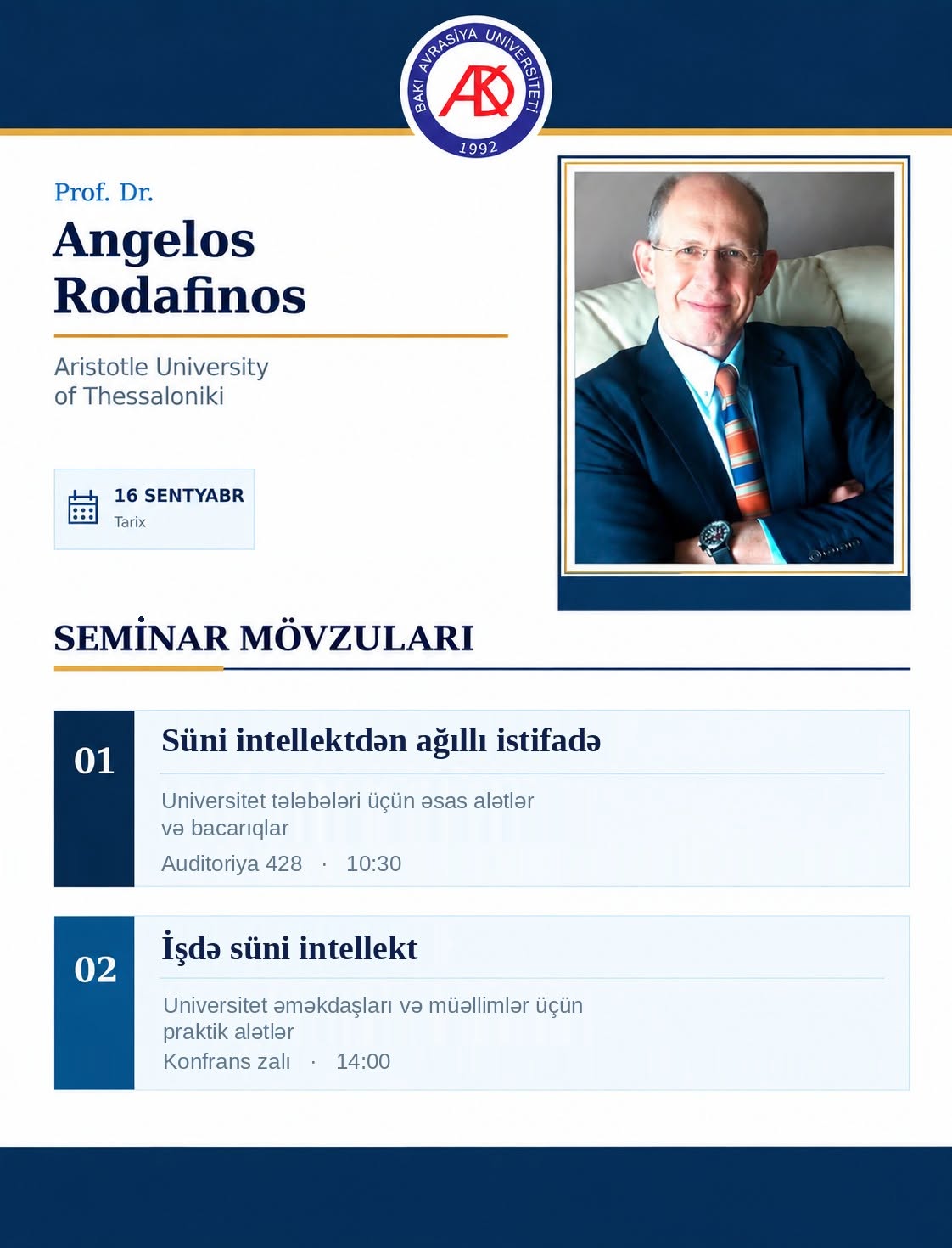 Universitetimizdə süni intellekt mövzusunda seminarlar keçiriləcək