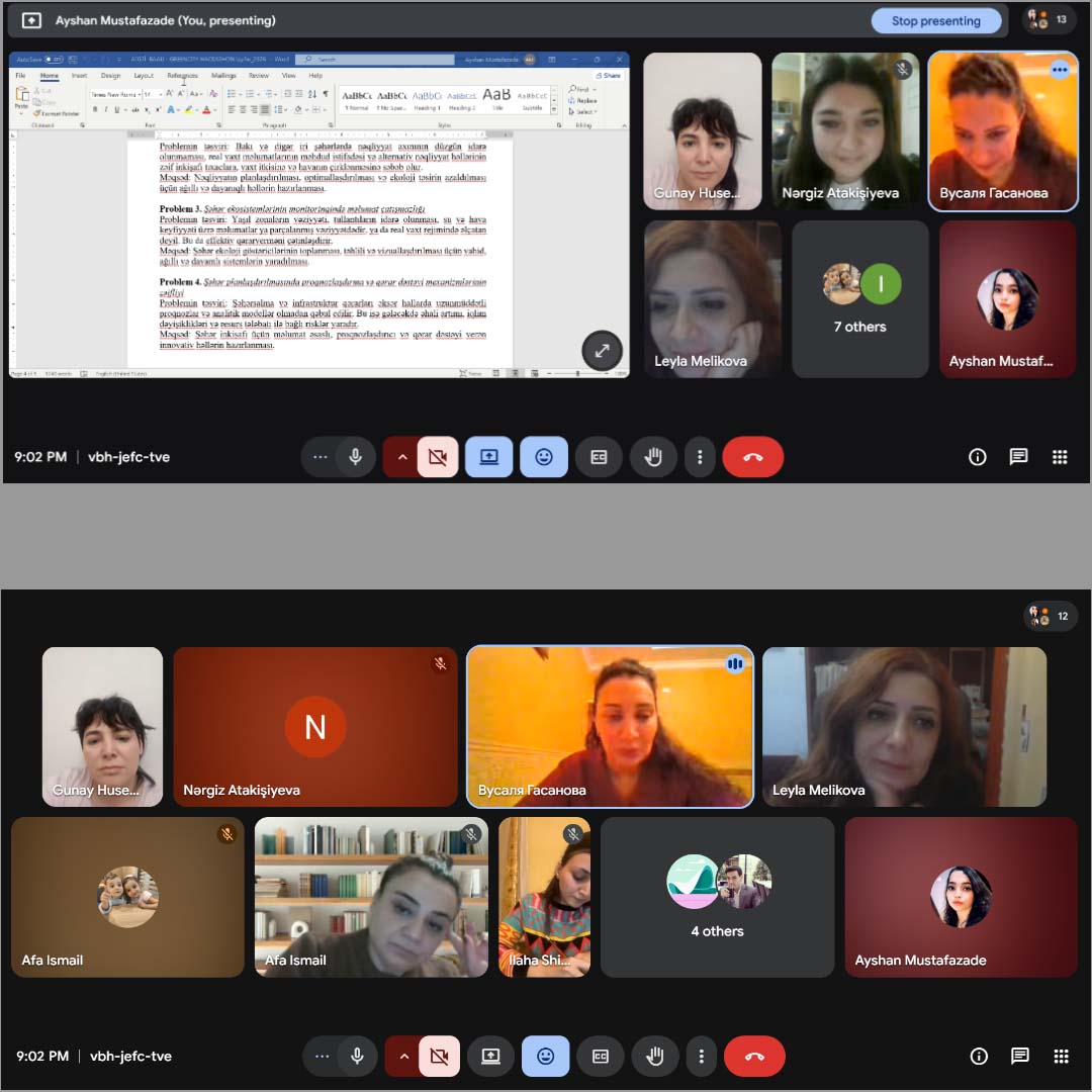 “GreenCity Hackathon” adlı yarışmanın təşkili ilə bağlı növbəti onlayn iclas keçirilib