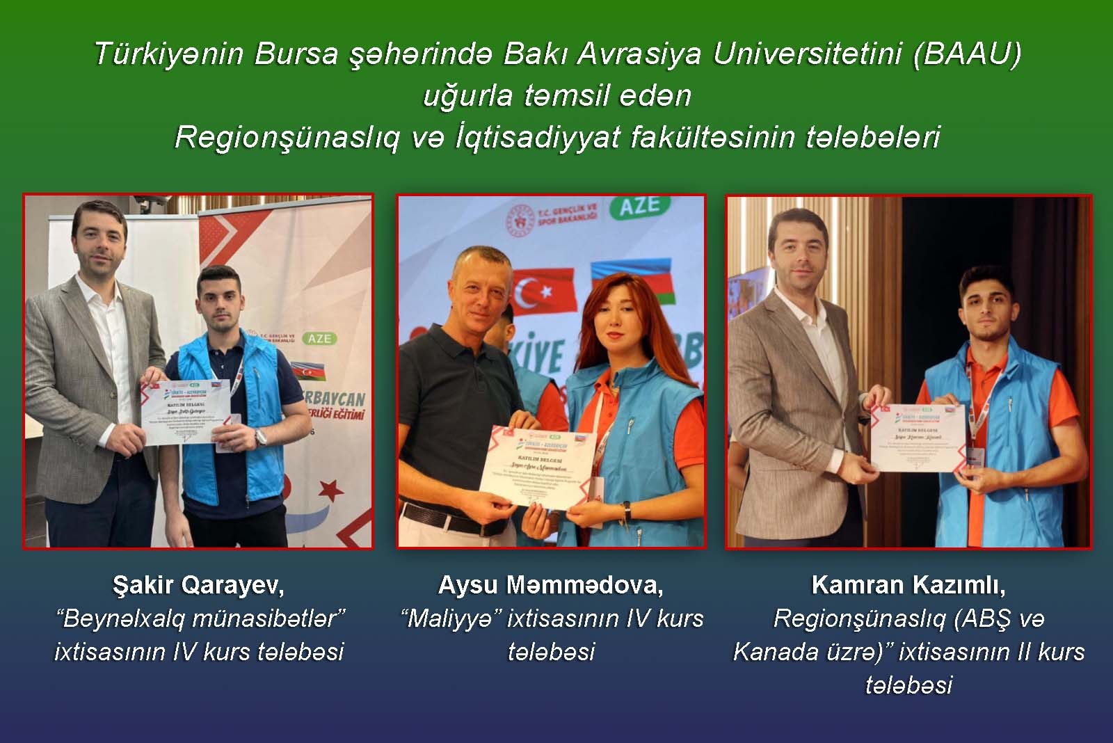 BAAU tələbələri Türkiyənin Bursa şəhərində universitetimizi uğurla təmsil edib