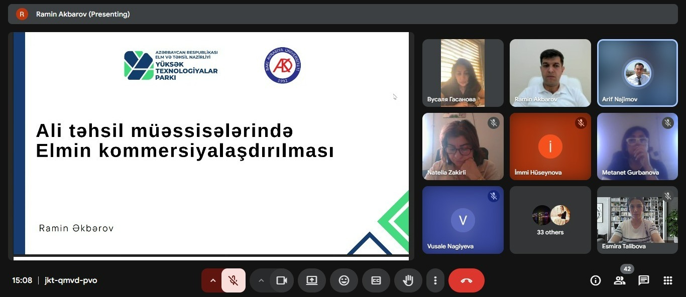 BAAU-da “Ali təhsil müəssisələrində elmin kommersiyalaşdırılması” mövzusunda vebinar keçirilib