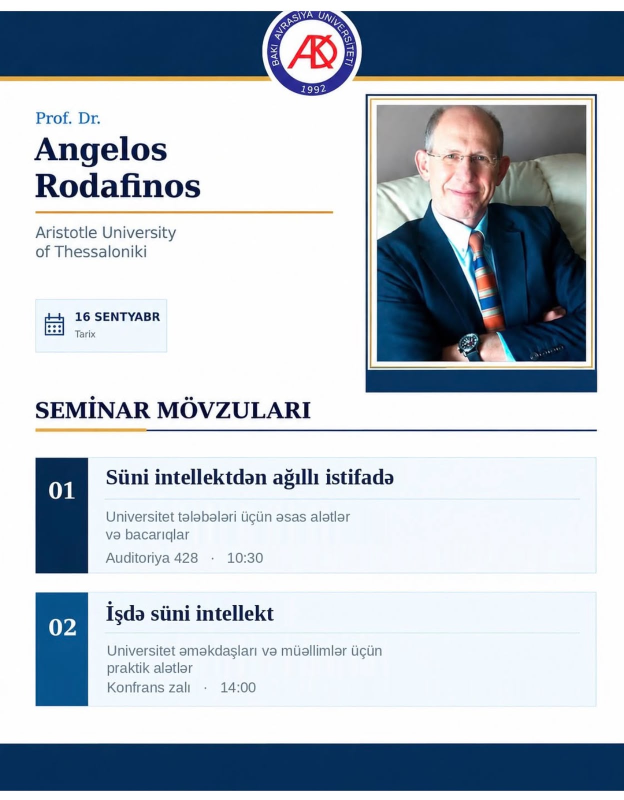 Aristotle University Professor Leads Artificial Intelligence Seminars at BAAU